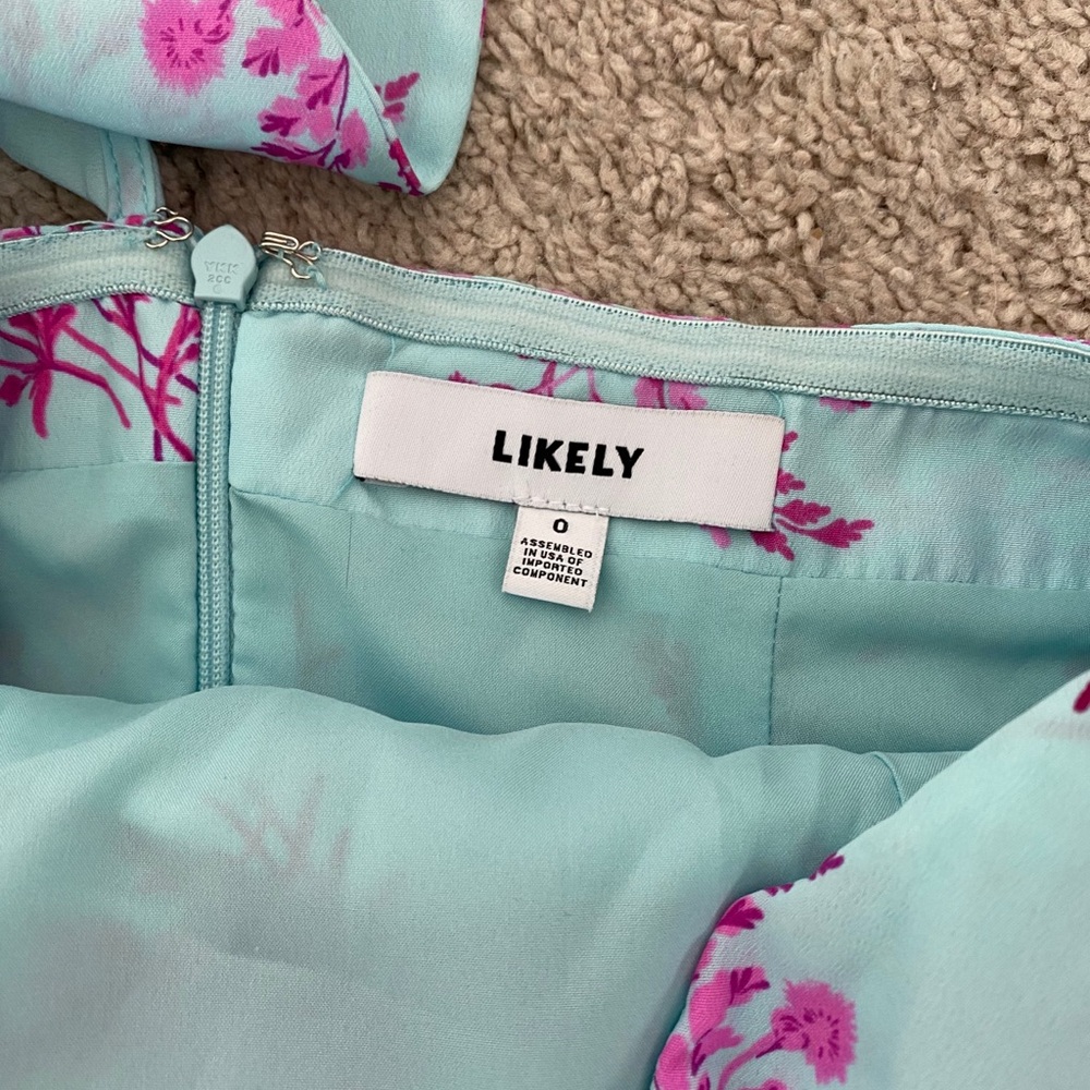 Likely blue and pink mini dress